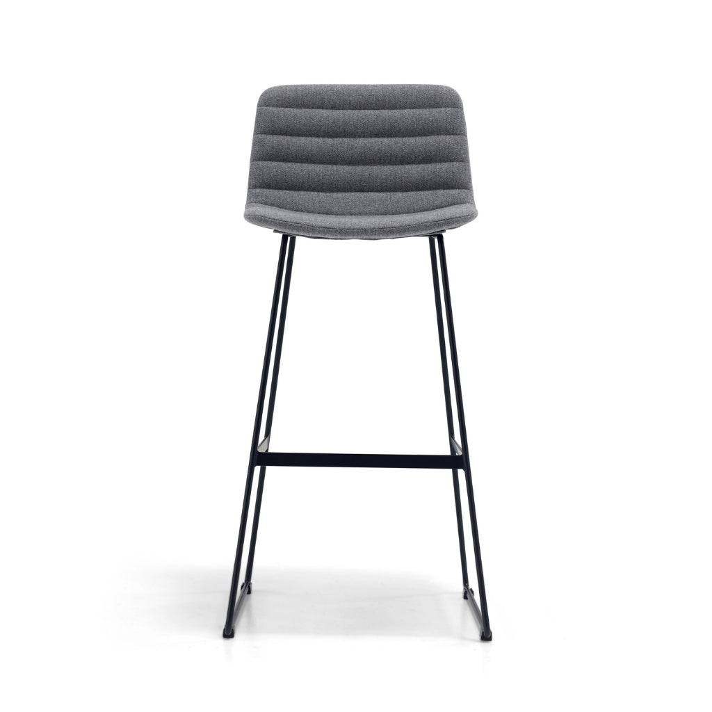 grey fabric high back stool