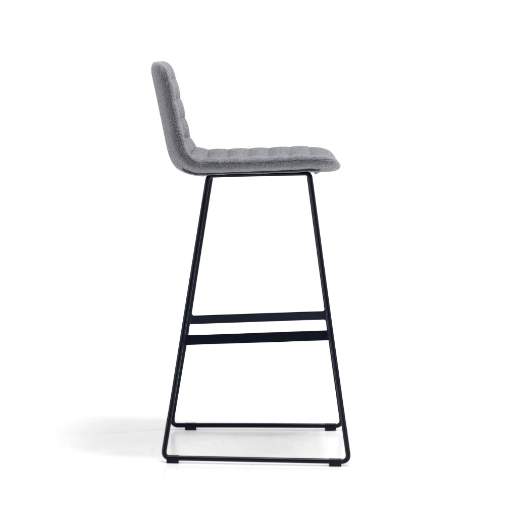 grey fabric high back stool