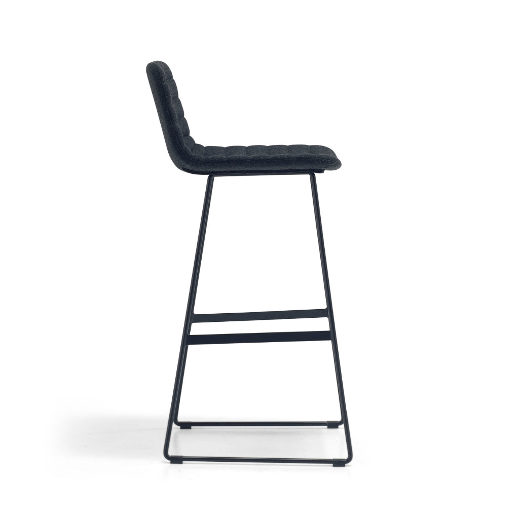 black fabric high back stool