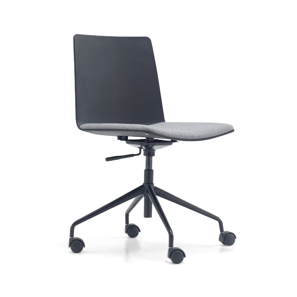 black grey meeting chair with swivel castor base