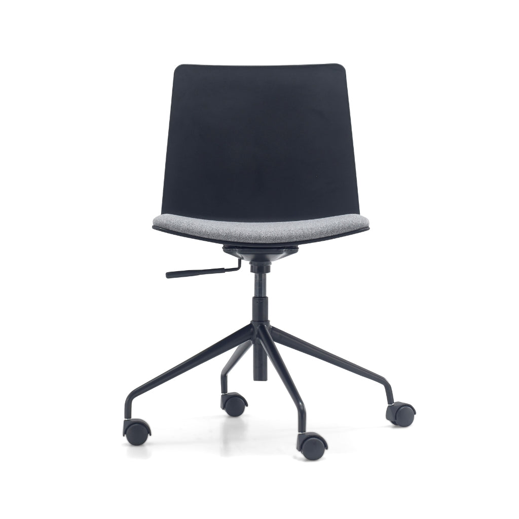 black grey meeting chair with swivel castor base