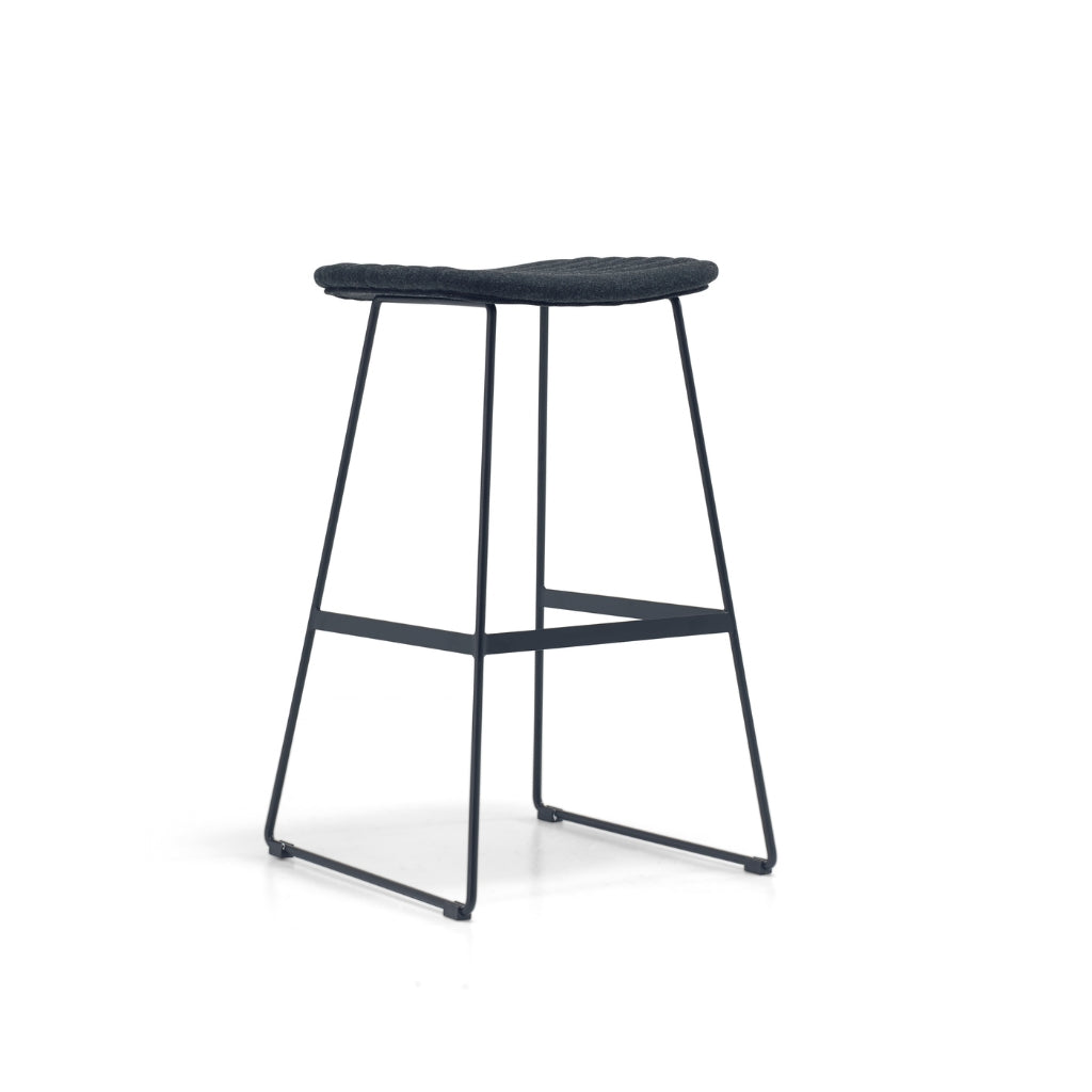 black fabric bar stool