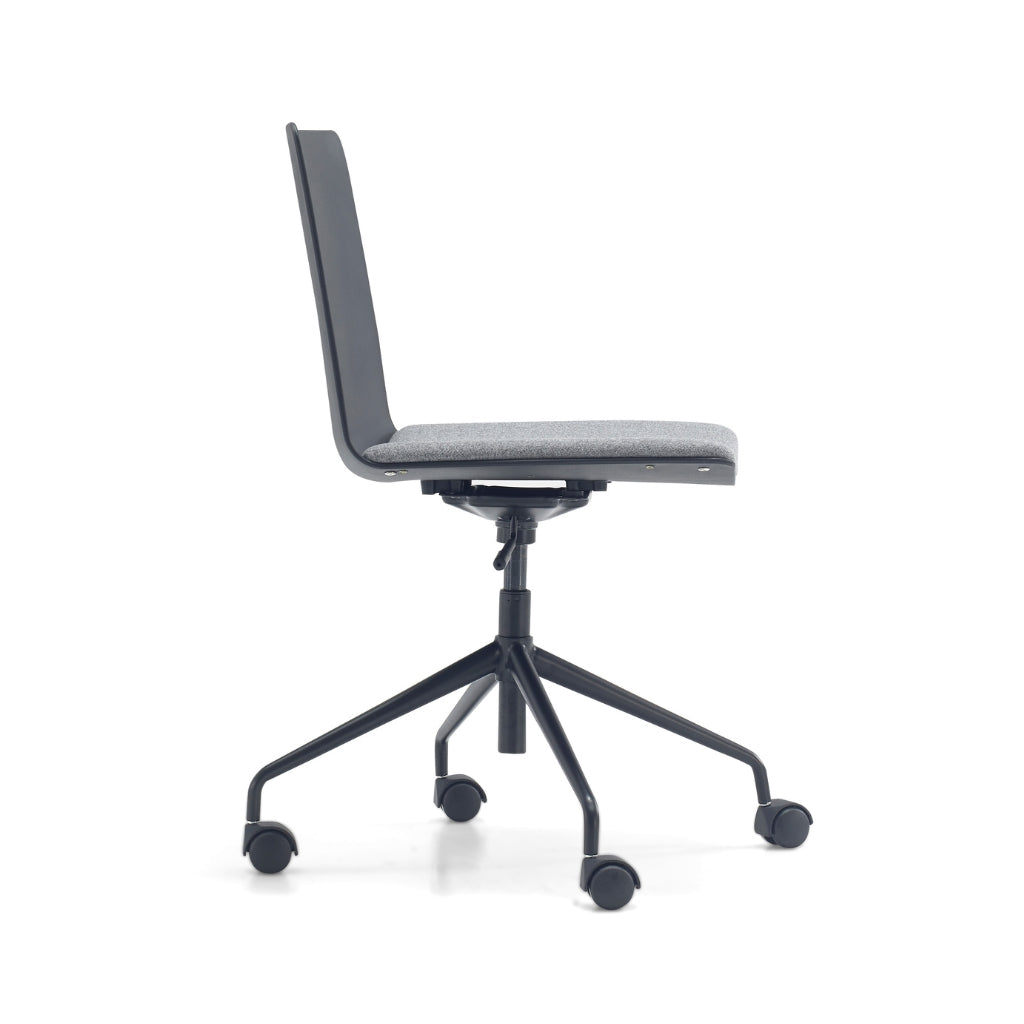 black grey meeting chair with swivel castor base