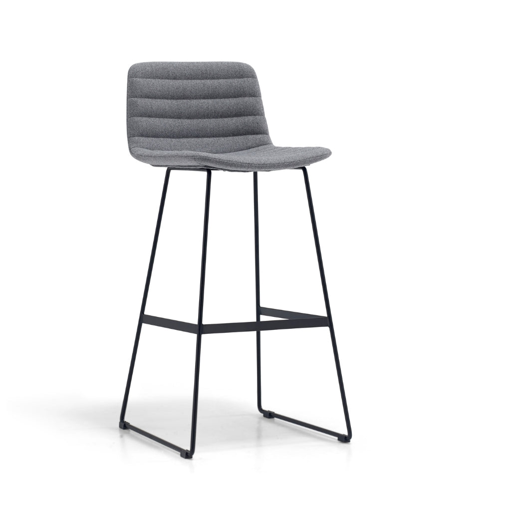 grey fabric high back stool