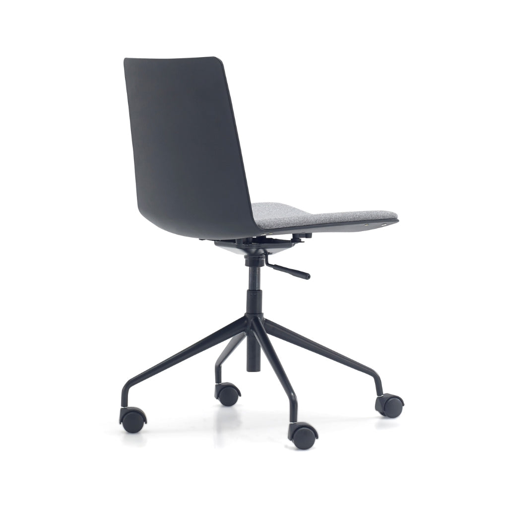 black grey meeting chair with swivel castor base