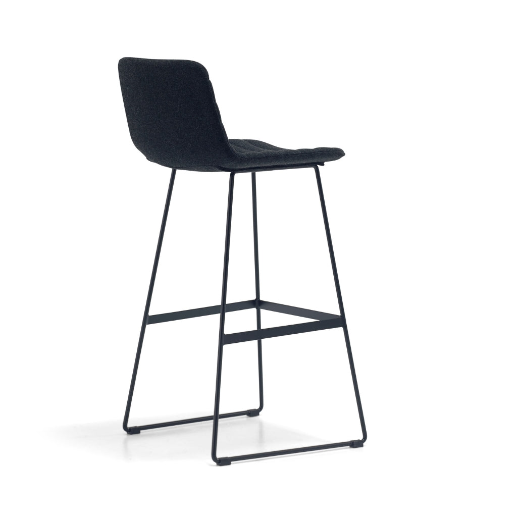 black fabric high back stool