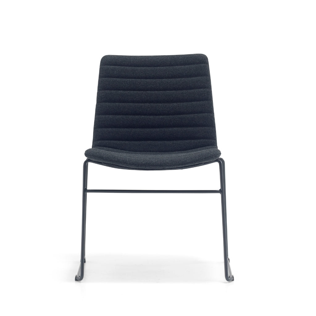 black fabric sled based meeting chair