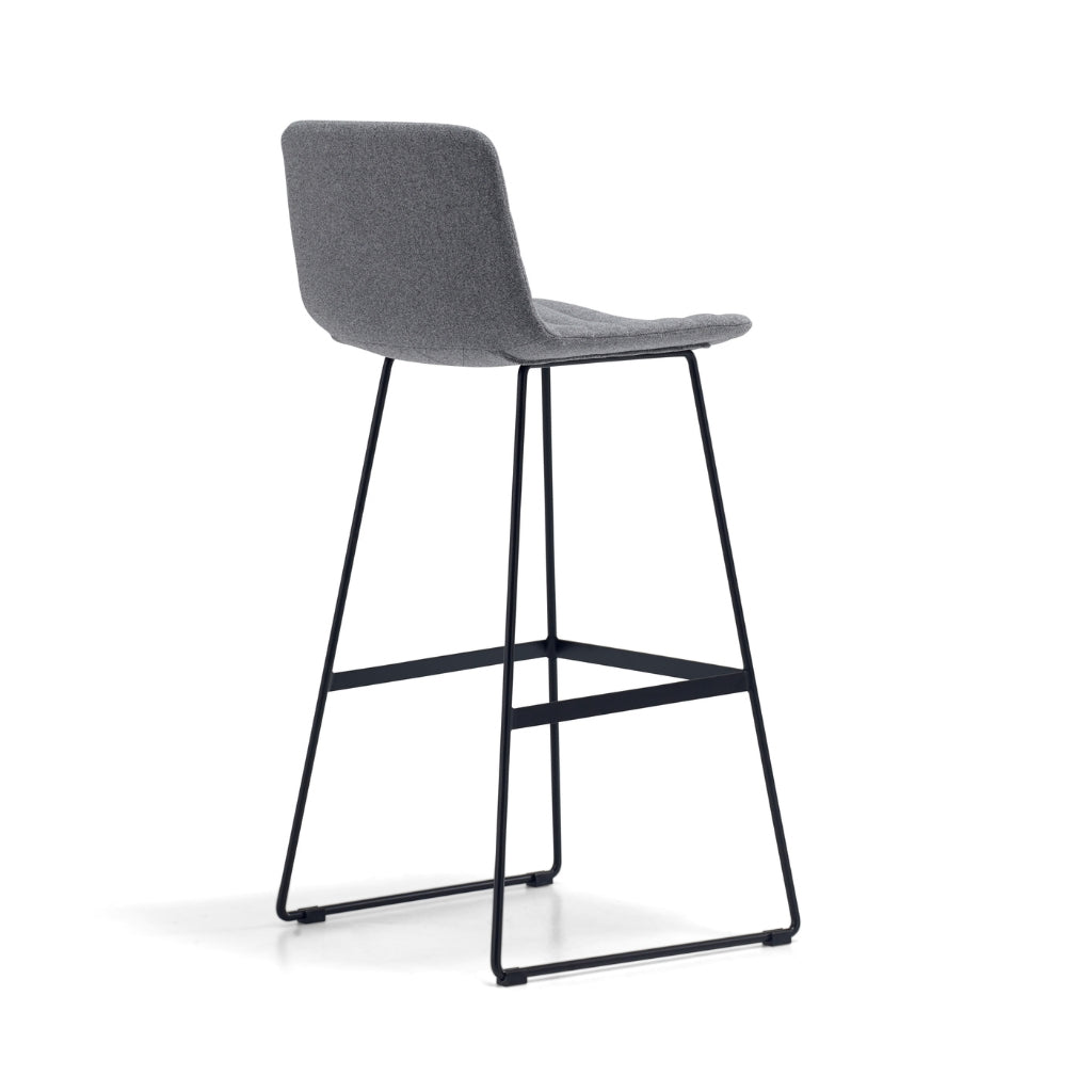 grey fabric high back stool