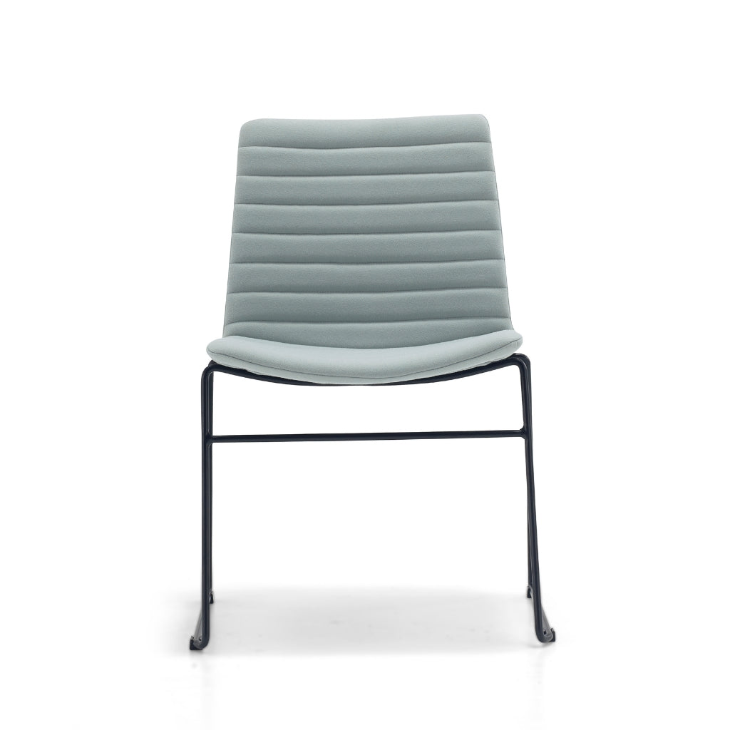 pale blue fabric sled based meeting chair