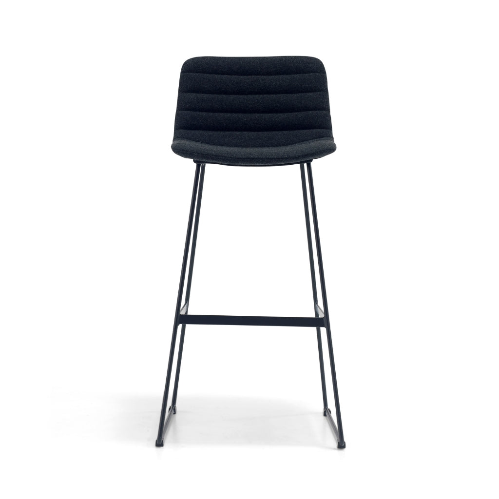 black fabric high back stool