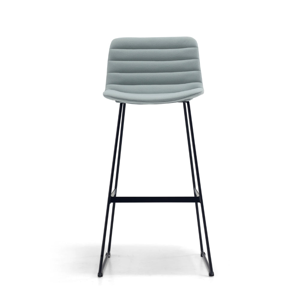 pale blue fabric high back stool