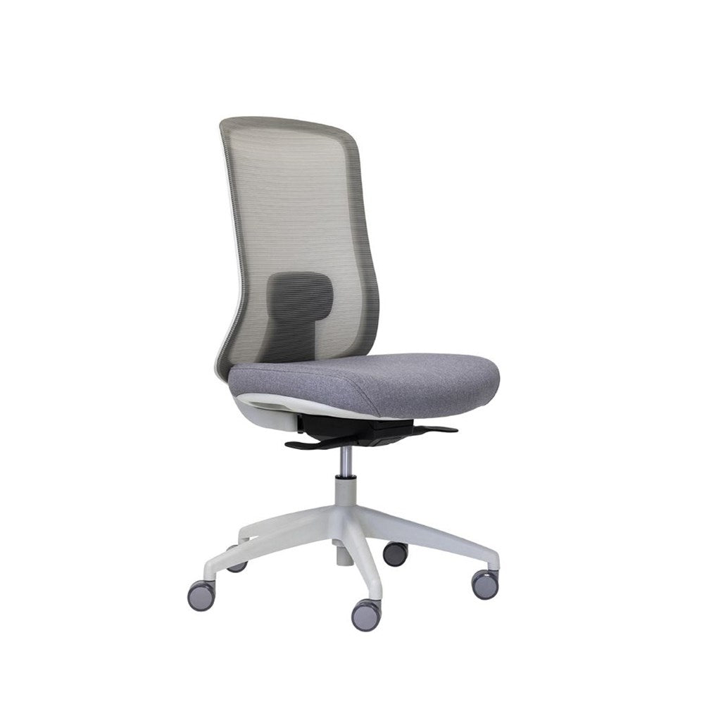 white and grey mesh office chair