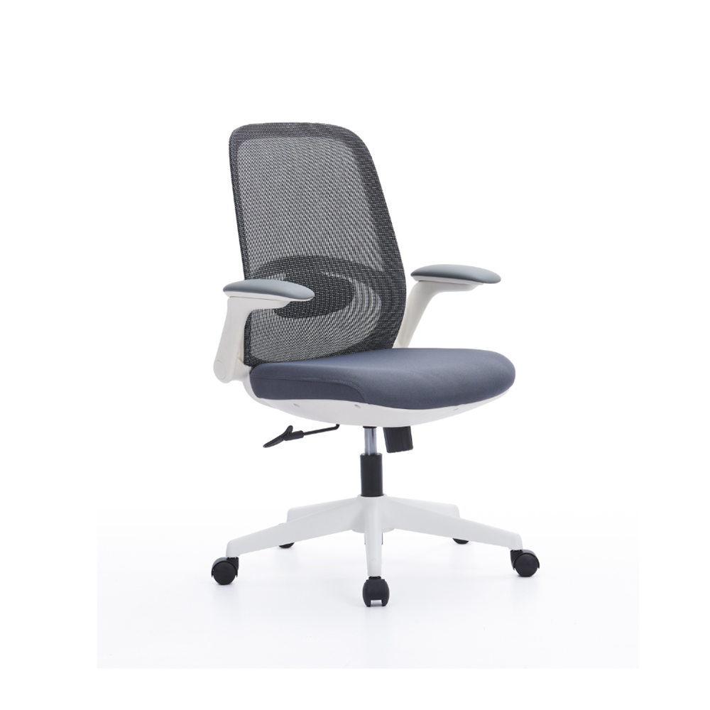 white and grey mesh office chair