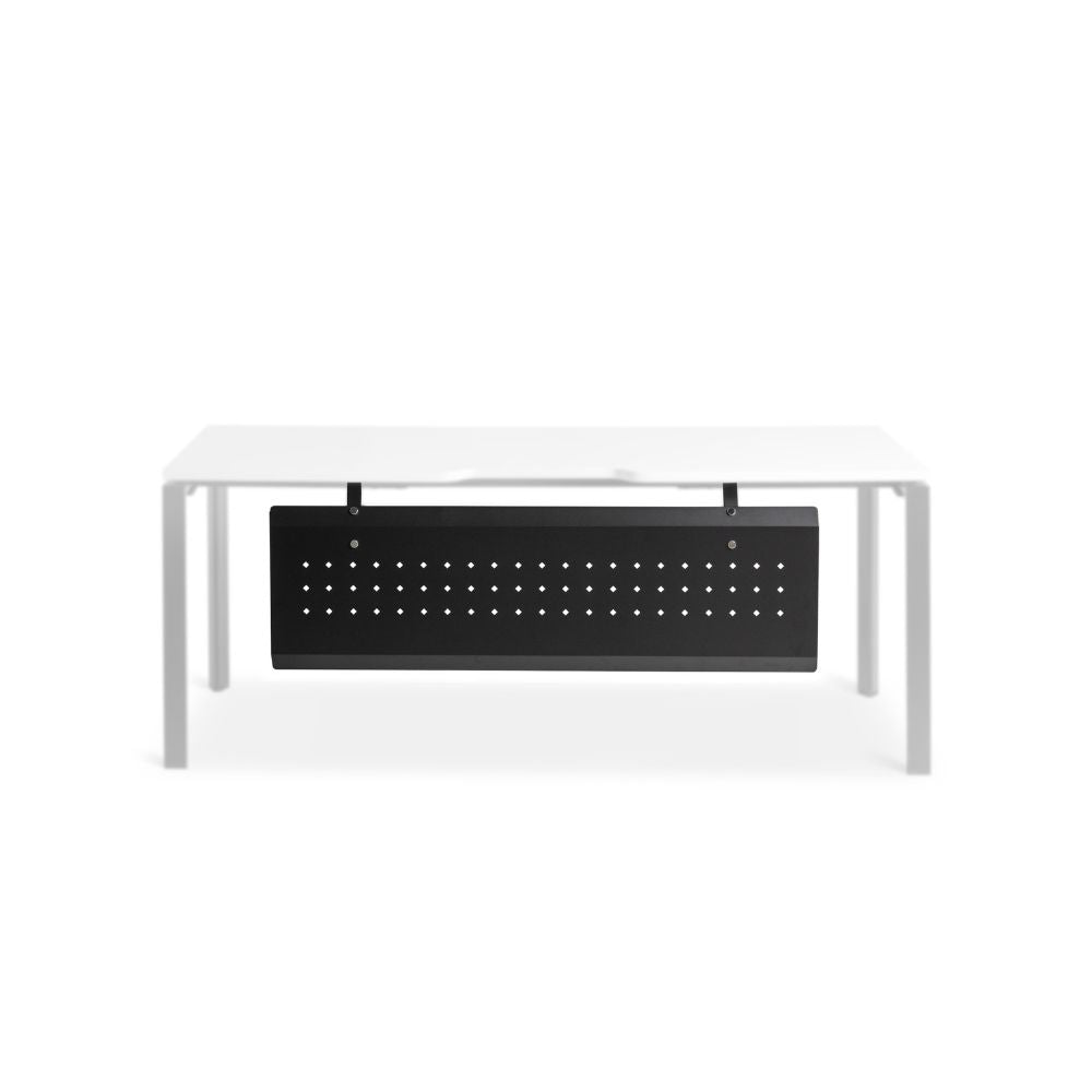 black steel desk panel on a white desk