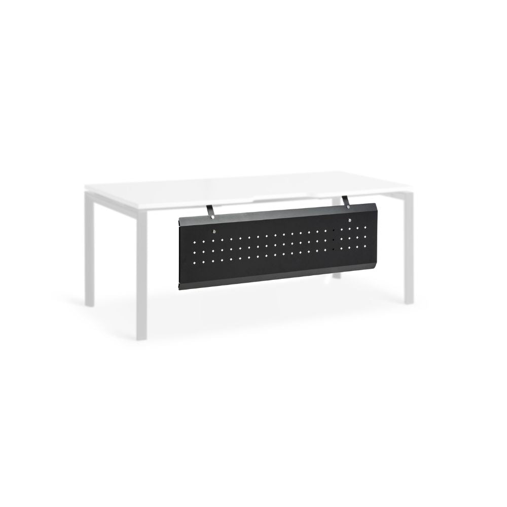 black steel desk panel on a white desk