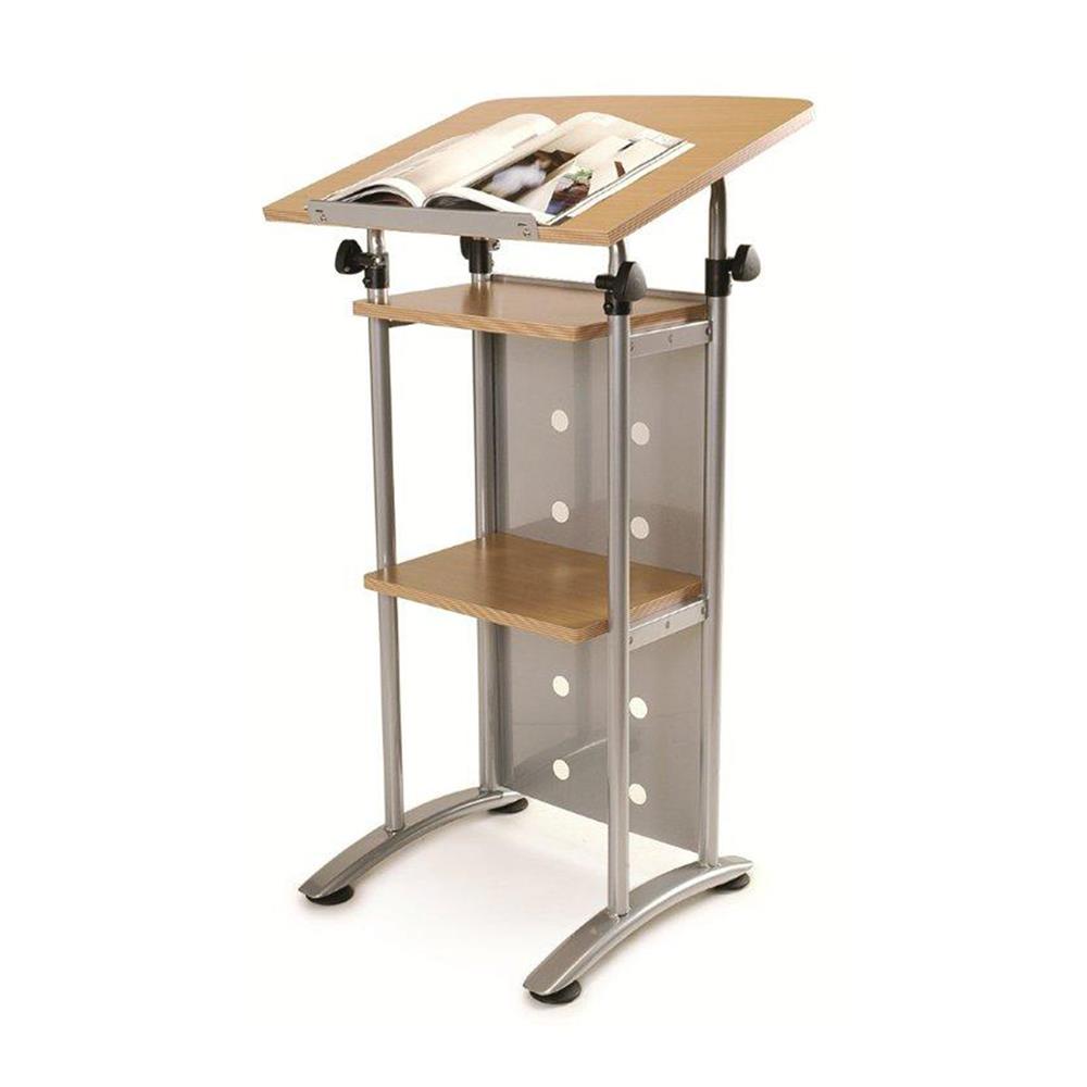 adjustable steel and melamine standing presentation lectern